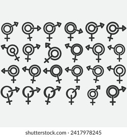 vector image illustration of a collection of gender logos