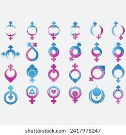 Vektorgrafik einer Sammlung von Gender-Logos