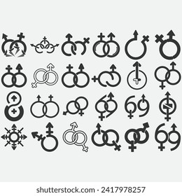 vector image illustration of a collection of gender logos
