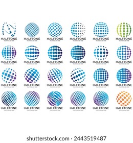 Vector image illustration of a collection of halftone logos