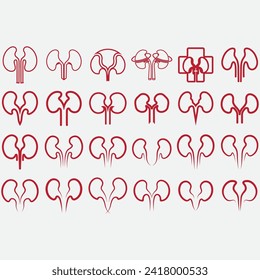 vector image illustration of a collection of kidney logos