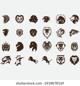 vector image illustration of a collection of lion logos