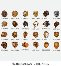 vector image illustration of a collection of lion logos