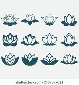 vector image illustration of a collection of lotus flower logos