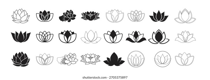 vector image illustration of a collection of lotus flower logos