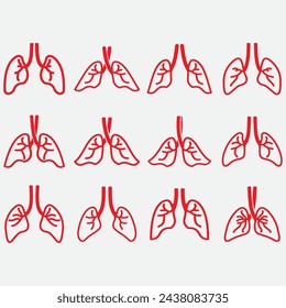 ilustración vectorial de una colección de pulmones