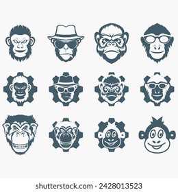 vector image illustration of a collection of monkey logo