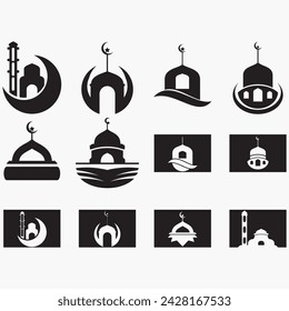 vector image illustration of a collection of mosque logos