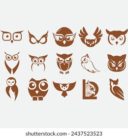 vector image illustration of a collection of owl