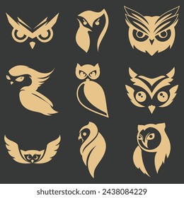 vector image illustration of a collection of owl
