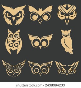 vector image illustration of a collection of owl