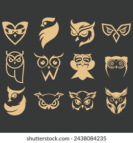 vector image illustration of a collection of owl