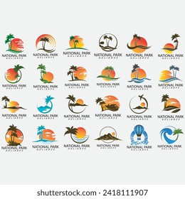 vector image illustration of a collection of panorama logos