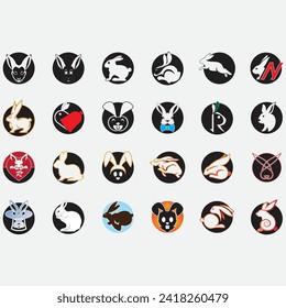 vector image illustration of a collection of rabbit logos