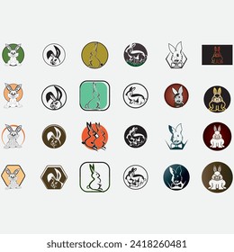 vector image illustration of a collection of rabbit logos