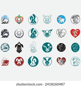 vector image illustration of a collection of rabbit logos