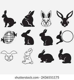 vector image illustration of a collection of rabbit logos