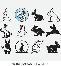 vector image illustration of a collection of rabbit logos