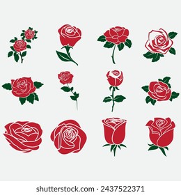 ilustración vectorial de una colección de logotipos de flores de rosa