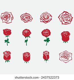 vector image illustration of a collection of rose flower logos