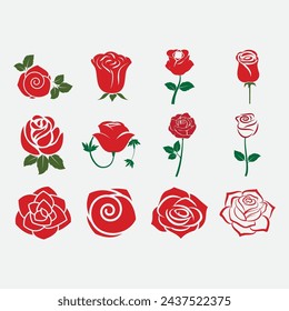 vector image illustration of a collection of rose flower logos