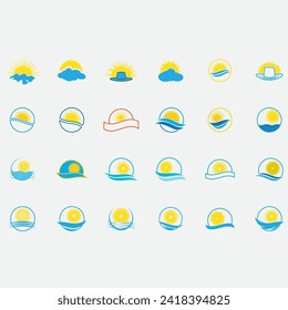 vector image illustration of a collection of sun logos