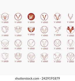 vector image illustration of a collection of V letter logos