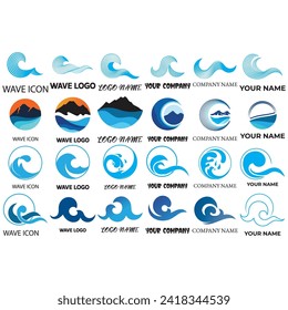 vector image illustration of a collection of wave logos