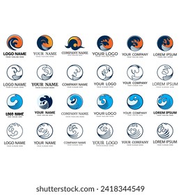vector image illustration of a collection of wave logos