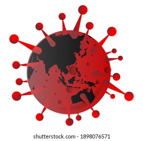 Vector image illustration of corona infected earth