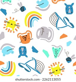 vector image illustration cute animal , whale, rainbow, bee and more