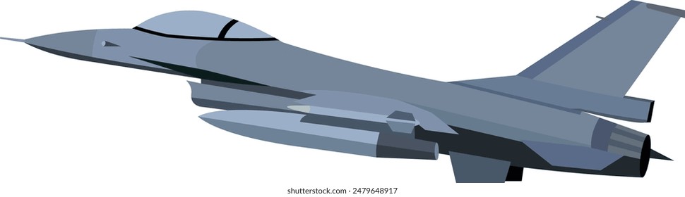 Imagen de Vector. ilustración de un avión de combate azul oscuro visto desde el lateral