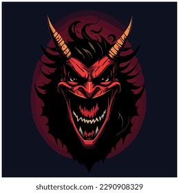 vector image illustration of a demon's face
