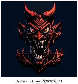 vector image illustration of a demon's face