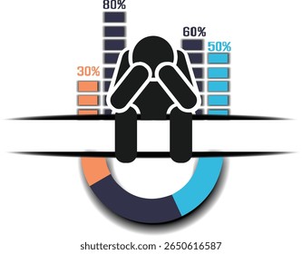 vector image illustration design icon logo symbol thinking about declining company profits