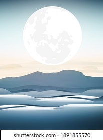 
vector image illustration of full moon in desert