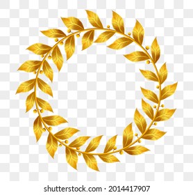 Vector Image Illustration of Gold leaf wreath, Bay Laurel Silver, silver laurel, Gold frame