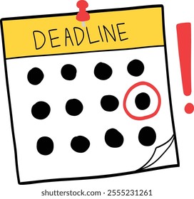 vector image illustration of a hand-drawn calendar with deadlines and exclamation marks