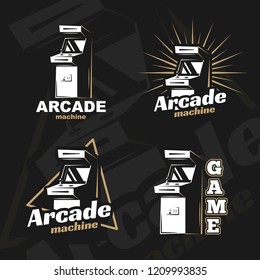 Vector Image. Illustration Of A Logo, Emblem, Company Element. Game Design, Old, Retro, Vintage Arcades. Arcade Machine, Slot Machine, Board Games.