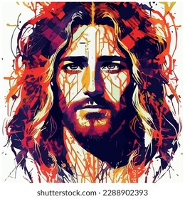 imagen vectorial de la ilustración de un hombre con barba similar a jesus