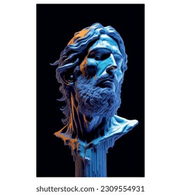 vector image of illustration of man with beard similar to jesus in the form of a statue