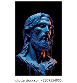 vector image of illustration of man with beard similar to jesus in the form of a statue