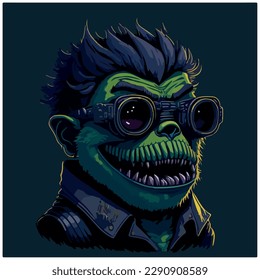 vector image illustration of monster with glasses