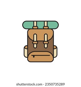 Vektorgrafik einer Bergtasche für Campingausrüstung, diese Vektorgrafik kann als Logo oder Symbol verwendet werden.