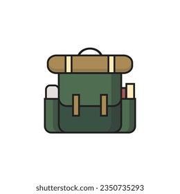 Vector image illustration of a mountain bag for camping equipment, this vector can be used as a logo or icon.