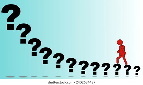 ilustración vectorial de una persona caminando en escaleras de signo de interrogación