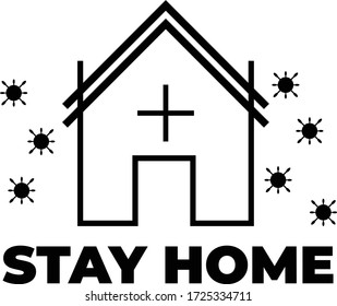 Vector image of illustration remains at home as recommended by the government, suitable for templates and logos