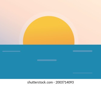 vector image illustration seashore landscape sunset