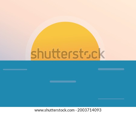 vector image illustration seashore landscape sunset