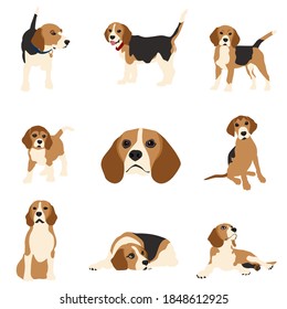 Vector image. The illustration shows dogs in different breeds are hand-drawn. Suitable for coloring pages, pet shop or pet lovers.